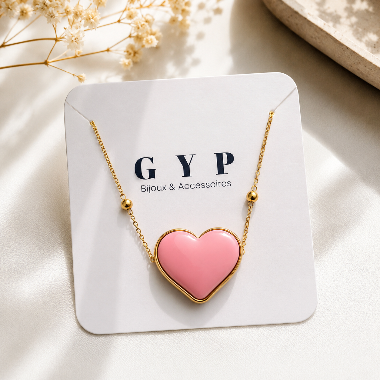 Bracelet cœur rose acier inoxydable 🩷