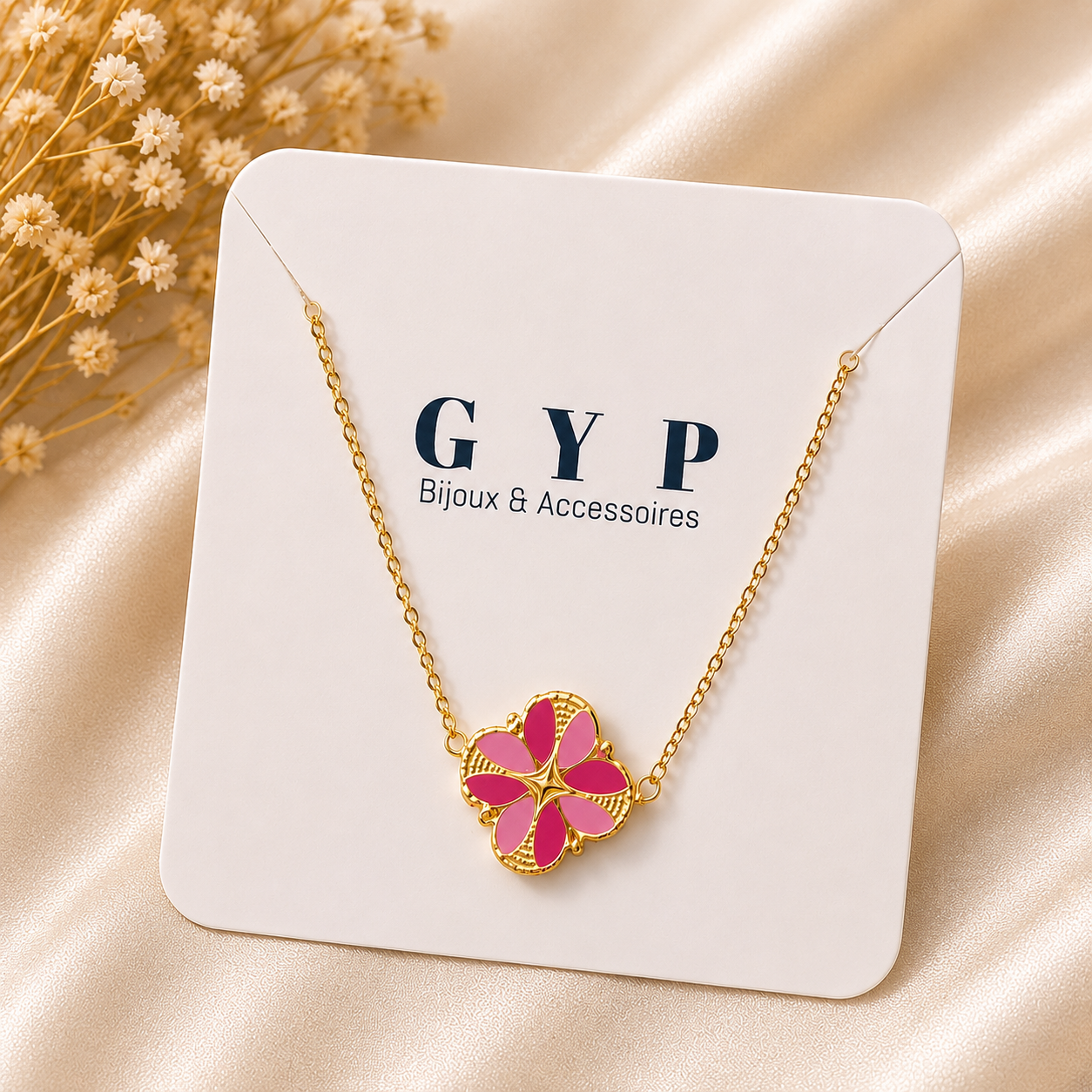 Bracelet fleur rose doré acier inoxydable 🌸💖