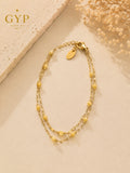 Bracelet Alya – Double Chaîne & Perles Dorées | Acier Inoxydable